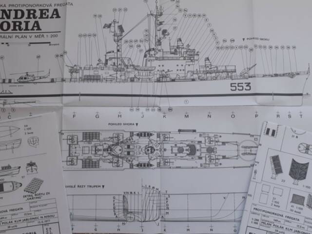 Plánek fregaty Andrea Doria
